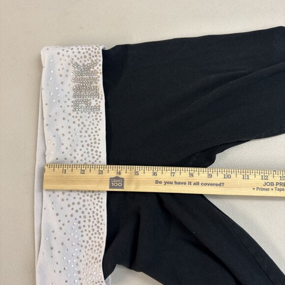 Victoria’s Secret Fold Over Waist Bling Sequin PINK Skinny Leg Yoga Pants Small - Picture 9 of 9